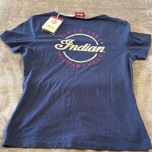 NWT Woman’s Navy Blue Indian‎ Logo Motorcycle Short Sleeve T-Shirt